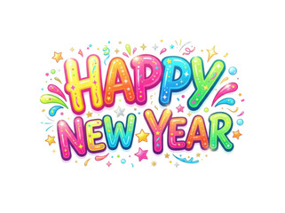 Naklejka premium Colorful happy new year celebration text design