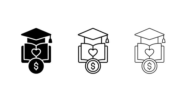 Education funding icons isolated on transparent background