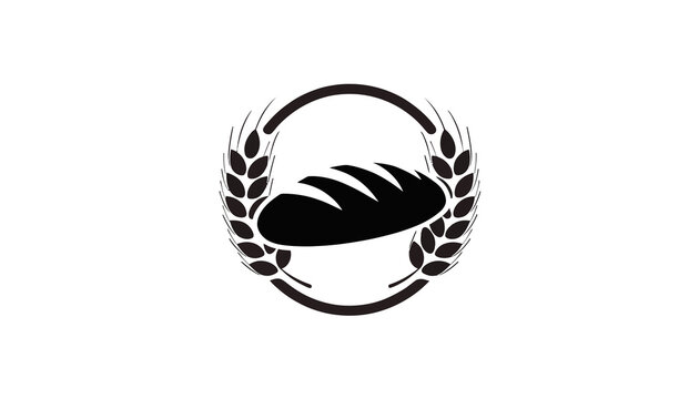 Artistic Bread Logo Icon with Wheat and Circle Emblem - Bakery, Food, Artisan Branding Symbol