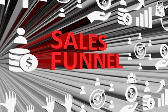 SALES FUNNEL concept blurred background 3d render illustration