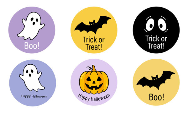 cute halloween badge collection with ghosts bats and jack o lanterns