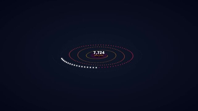 3D Animated Step Counter Spiral Showing Daily Fitness Progress Tracking Motion Graphic