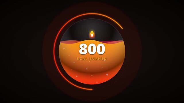 Animated Calorie Burn Counter for Fitness App Interface Tracking Workout Progress Motion Graphic