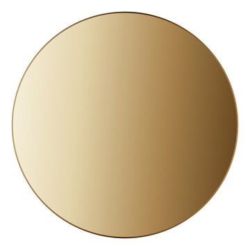 Gold gradient circle smooth metallic round label badge graphic element isolated on transparent background