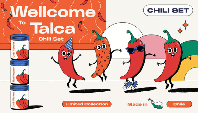 chili peppers dancing, cartoon chili, wellcome to talca