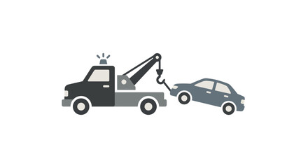 Naklejka premium Flat minimalist illustration of a tow truck towing a car