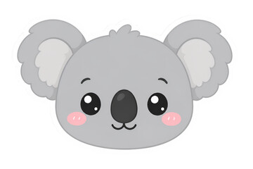 Naklejka premium Cute Cartoon Koala Face Sticker with White Outline