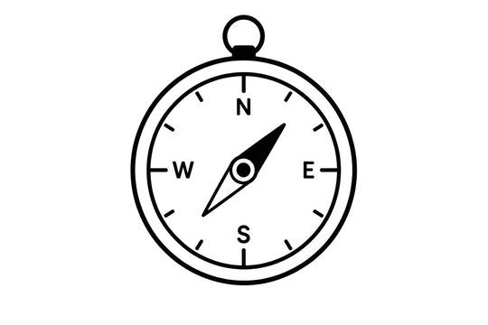 Minimal compass line icon on black background