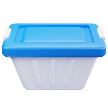 Blue Plastic Food Storage Container 3D Illustrations