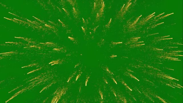 Golden Dandelion Clock Seed Head Exploding in Slow Motion Against Green Screen Background