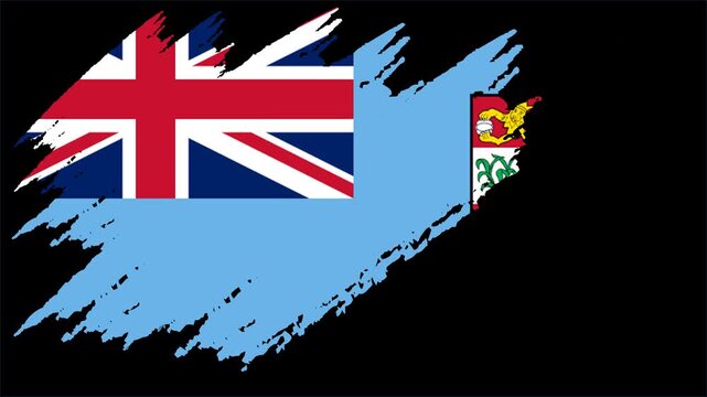 Fiji Flag Grunge Brush Stroke Animation, Fijian National Flag, Fiji Patriotic Motion Background