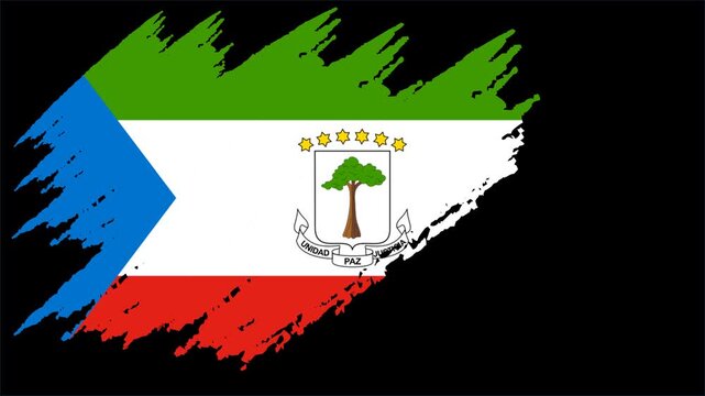 Equatorial Guinea Flag Grunge Brush Stroke Animation, Equatorial Guinea National Flag, Equatorial Guinea Patriotic Motion Background