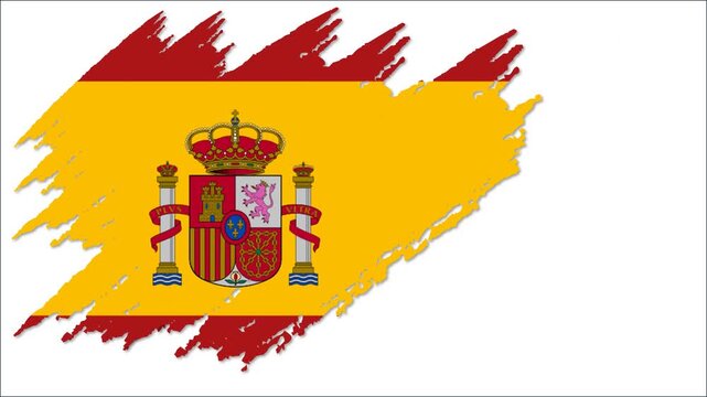 Spain Flag Grunge Brush Stroke Animation, Spanish National Flag, Spain Patriotic Motion Background
