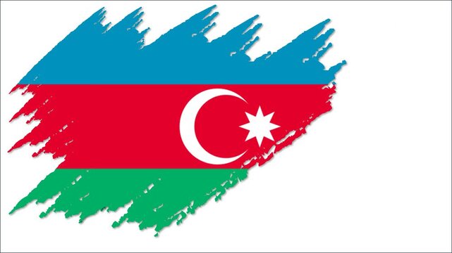 Azerbaijan Flag Grunge Brush Stroke Animation, Azerbaijani National Flag, Azerbaijan Patriotic Motion Background