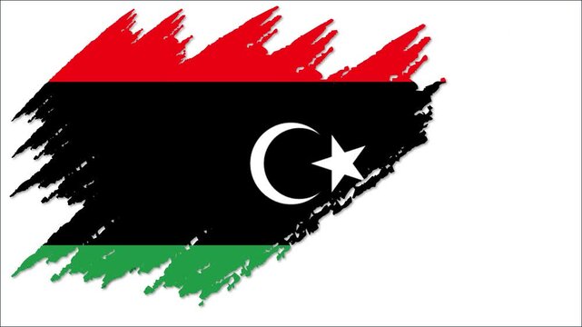 Libya Flag Grunge Brush Stroke Animation, Libyan National Flag, Libya Patriotic Motion Background