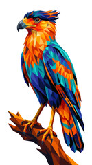 Fototapeta premium Colorful Geometric Raptor Bird Perched on Branch