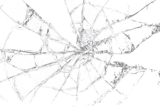Realistic broken glass screen crack overlay PNG on transparent background