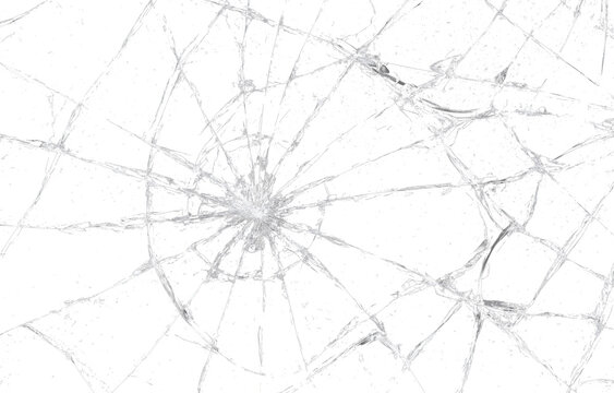 Realistic broken glass screen crack overlay PNG on transparent background