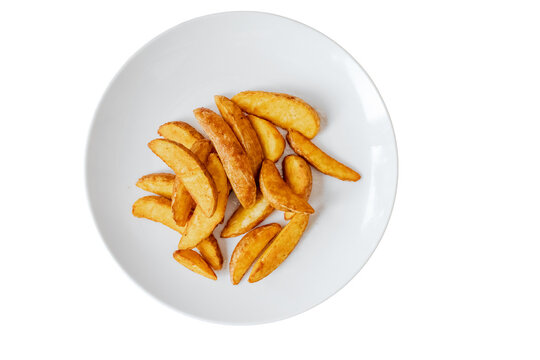Golden crispy potato wedges serving delicious hot appetizer snack