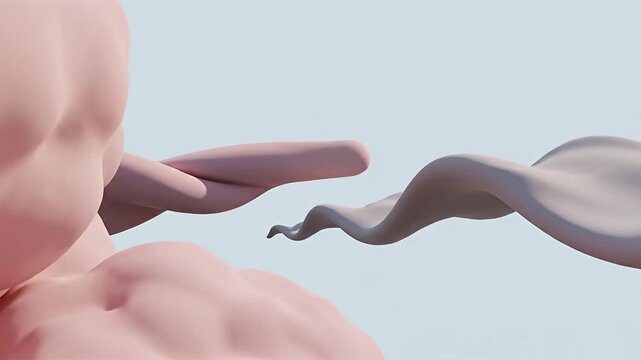 Abstract pink and grey 3D bubble shapes on white background