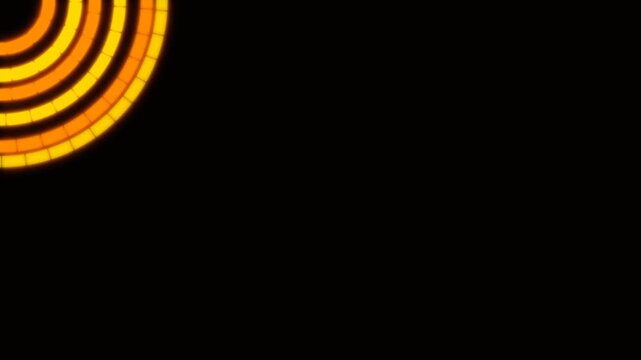 Looping glowing orange semicircle with radiating concentric arcs on a dark background.