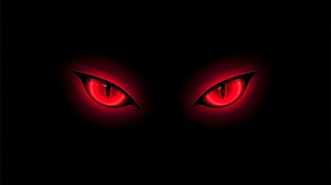 A pair of glowing red eyes emerging from the darkness for a spooky and mysterious happy halloween celebration