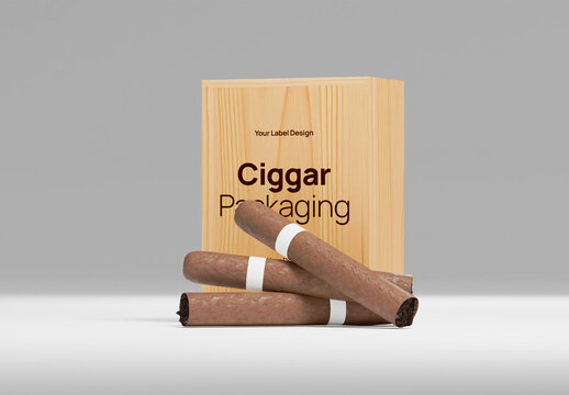 Cigarette Wooden Case Mockup