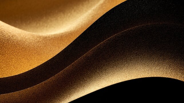 Gilded, flowing waves of shimmering particles against a dark backdrop