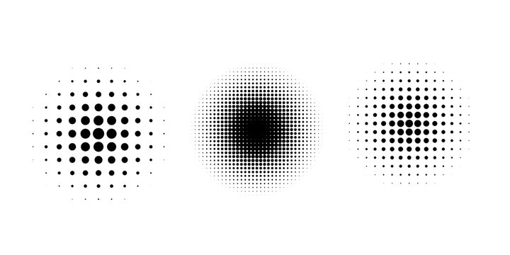Set of black halftone dots backgrounds. vector modern dots halftone,Pop art comic style gradient circle halftone set Vector isolated on white background dots pattern. dots circle
