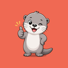 Cute Otter Giving Thumbs Up and Winking