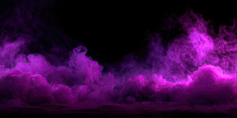 Obraz premium Swirling purple and pink smoke or fog against a dark, black background