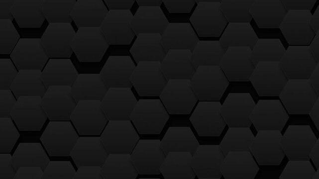 Seamless looping black hexagonal honeycomb texture pattern animation