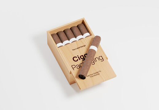Cigarette Wood Packaging Mockup