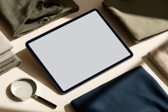 Tablet Flat Lay With Modern Desk Accessories