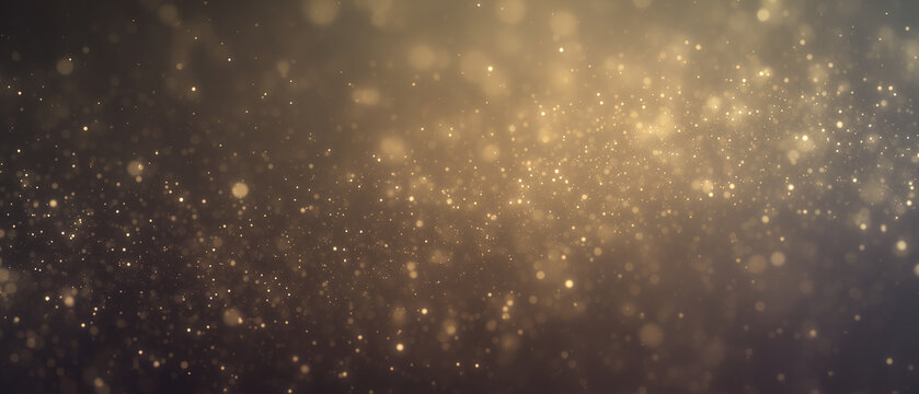 Abstract golden bokeh glitter background. Floating golden dust particles and soft shimmering light effect, luxurious atmosphere suitable for celebrations holiday designsб Galaxy Background Design