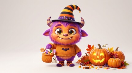 Fototapeta premium Cheerful Cartoon Monster Character Halloween Illustration