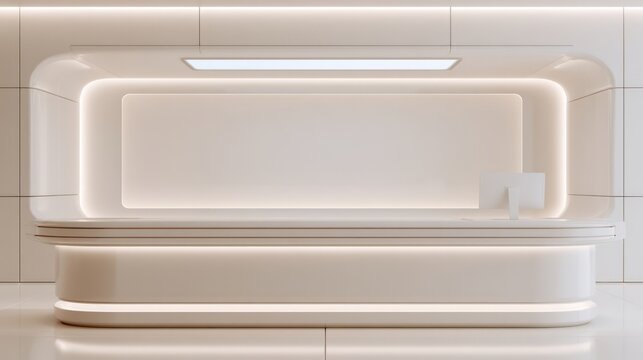Futuristic Empty Checkout Counter With Soft Glow