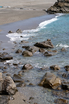 Coastal landscape of Katsurahama Beach with the Pacific Ocean in Kochi, Japan.