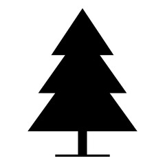 Fototapeta premium Black silhouette of a pine tree on white background simple icon