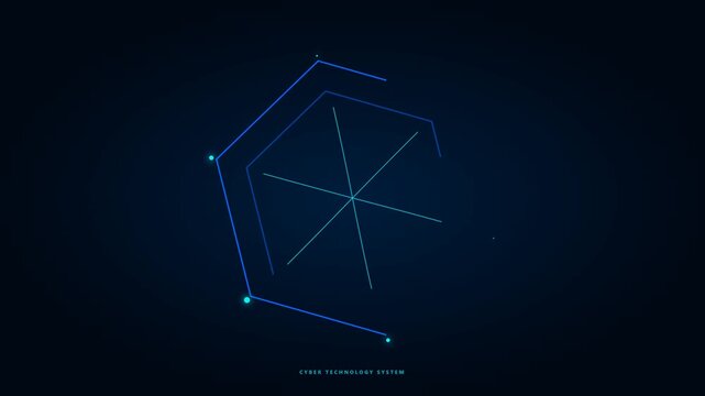Glowing blue constellation map forming a looping scorpio shape against deep dark space background