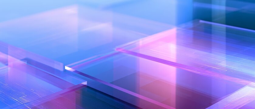 Layered Translucent Glass Panels With Soft Holographic Glow