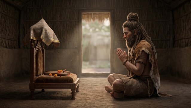Bharat's Fourteen Year Vigil at Nandigram &mdash; Ascetic Regent Worshipping Rama's Khadau, Ramayana Devotion, Sacrifice and Spiritual Discipline