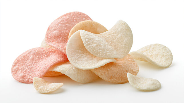 Crispy Prawn Crackers Isolated on White Background