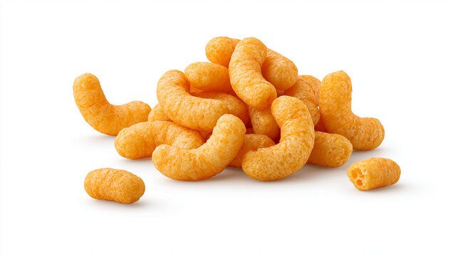 Cheese Corn Puffs Isolated on White Background