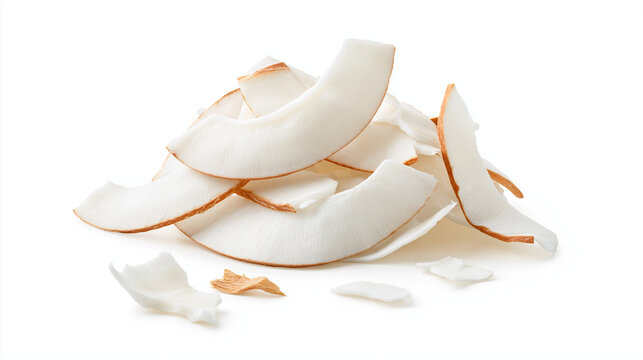 Crispy Coconut Chips Isolated on White Background
