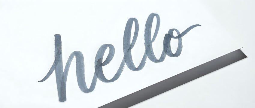 Hello there, welcome message written in casual handwriting style with a gray marker pen on white background for greeting designs.