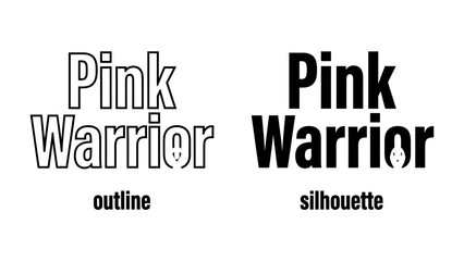 Fototapeta premium Pink Warrior Text Design: A striking visual showcasing the words Pink Warrior in both an outline and silhouette style, accompanied by a subtle graphic element.