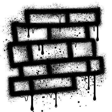 Spray Painted Graffiti Brick Wall Sprayed isolated on white background