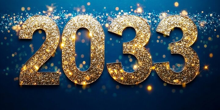 Stunning New Year 2033 Celebration Background with Festive Gold Glitter and Modern Design Elements