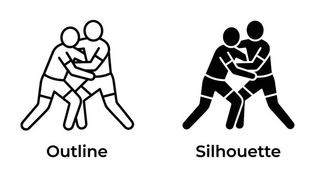 Wrestling Match: Two wrestlers in a dynamic grapple, showcasing strength and agility in a test of skill and endurance. A depiction of athletic competition and combat.